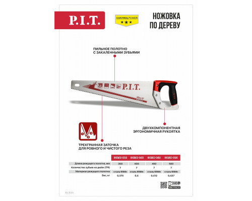 Ножовка по дереву P.I.T. cерия CONTROL HHSW03-0400