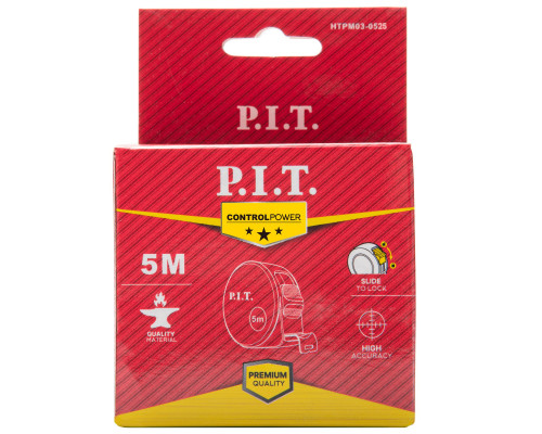 Рулетка с фиксатором P.I.T. 5 м x 25 мм, ABS (HTPM03-0525)