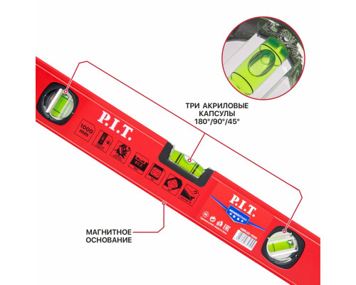 Уровень пузырьковый магнитный P.I.T. (HSPL02-0400)