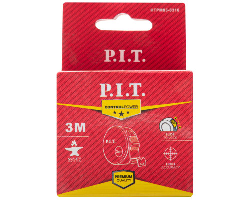Рулетка с фиксатором P.I.T. 3 м x 16 мм, ABS (HTPM03-0316)
