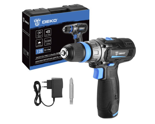 Аккумуляторная дрель-шуруповерт DEKO ZKCD12V PRO в кейсе co съемным патроном, 12В, 2х1.5Ач 084-1013