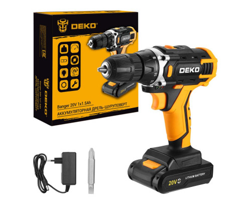 Аккумуляторная дрель-шуруповерт DEKO Banger 20V, 20В, 1x1.5Ач 080-1004