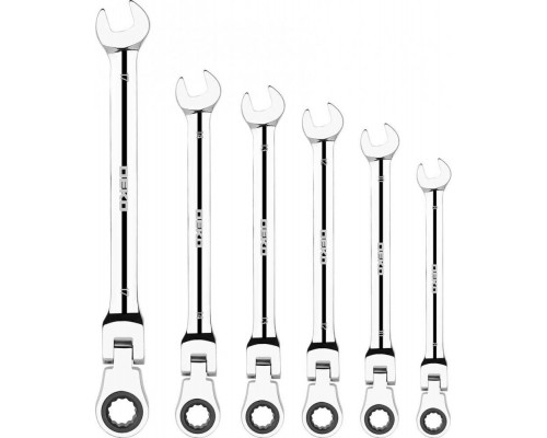 Ключи комбинированные трещоточные шарнирные в наборе DEKO RW02 8-17 мм, 6 предметов 065-0550
