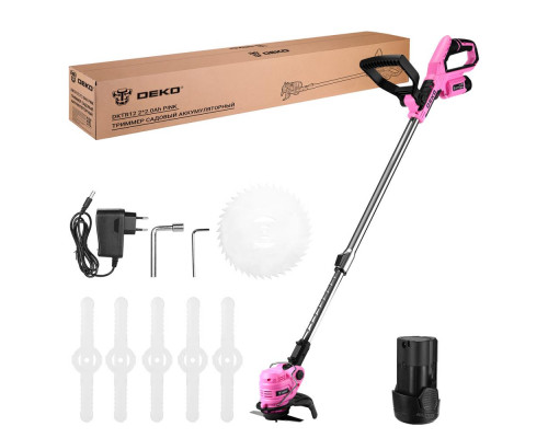 Триммер садовый аккумуляторный DEKO DKTR12 PINK, 2*2.0Ач 063-4409