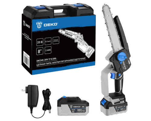 Пила цепная аккумуляторная бесщеточная DEKO DKCHS 20V, 20В, 2x4.0Ач 063-4483