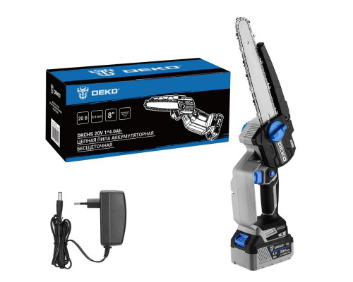 Пила цепная аккумуляторная бесщеточная DEKO DKCHS 20V, 20В, 1x4.0Ач 063-4483-1