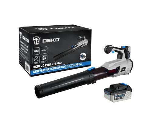 Воздуходувка садовая аккумуляторная бесщеточная DEKO DKBL20 PRO, 20В, 2х6.0Ач 063-4362