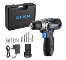 Аккумуляторная дрель-шуруповерт DEKO DKCD12V PRO в кейсе, оснастка 13 шт, 12В, 2х2.0Ач 083-1007