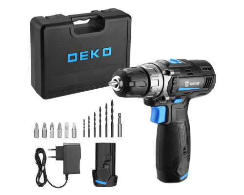 Аккумуляторная дрель-шуруповерт DEKO DKCD12V PRO в кейсе, оснастка 13 шт, 12В, 2х2.0Ач 083-1007