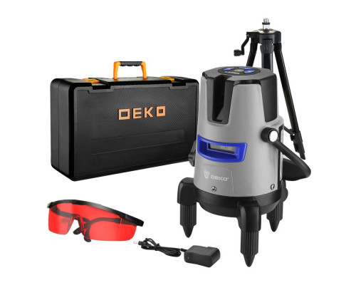 Уровень лазерный самовыравнивающийся в кейсе DEKO DKLL02RB PRO SET 2 PREMIUM со штативом 1 м (2 линии, красный луч) 065-0102-1