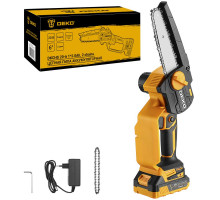 Пила цепная аккумуляторная DEKO DKCHS 20-6, 20В, 1x2.0Ач, 2 цепи 063-4307-2