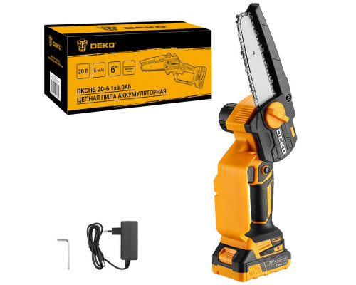 Пила цепная аккумуляторная DEKO DKCHS 20-6, 20В, 1x3.0Ач 063-4307-1