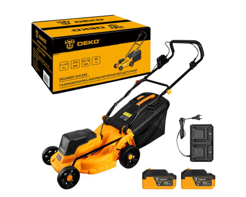 Газонокосилка аккумуляторная бесщеточная DEKO DKLM40V, 2х20В, 2x4.0Aч, двойное з/у, 370мм 063-3011