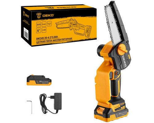 Пила цепная аккумуляторная DEKO DKCHS 20-6, 20В, 2x3.0Ач 063-4481-1