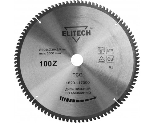 Диск пильный 305х30 100зуб алюминий 1820.117000