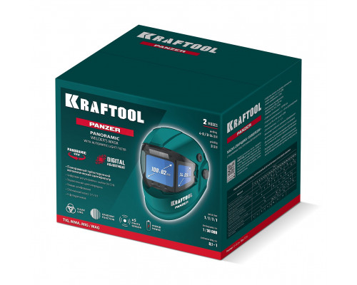 KRAFTOOL PANZER хамелеон, с панорамным трёхсторонним светофильтром, затемнение 3/4-8/9-14, маска сварщика (11061)