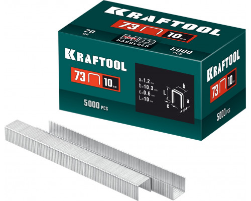 KRAFTOOL 10 мм, тип 73, 5000 шт, скобы для плайера (31773-10)