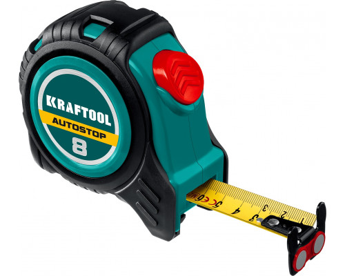 KRAFTOOL AutoStop 8м / 25мм профессиональная рулетка с автостопом