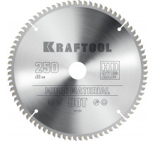 KRAFTOOL Multi Material 250х30мм 80Т, диск пильный по алюминию