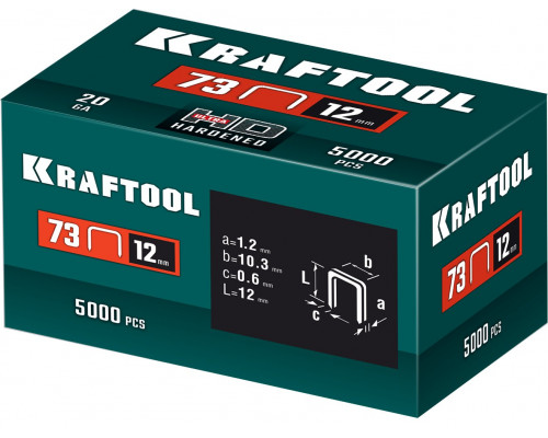 KRAFTOOL 12 мм, тип 73, 5000 шт, скобы для плайера (31773-12)