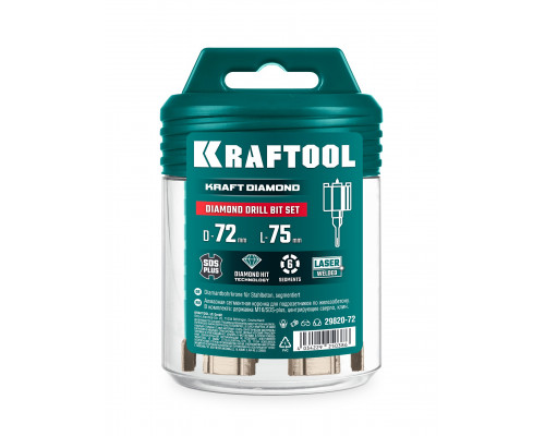 KRAFTOOL DIAMOND d 68 мм (М16, рабочая глубина 75 мм, лазерная сварка), Алмазная Коронка для подрозетников (29820-68)