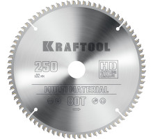 KRAFTOOL Multi Material 250х32мм 80Т, диск пильный по алюминию