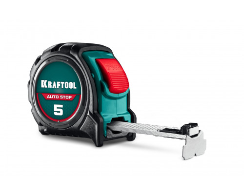 KRAFTOOL AutoStop 5м х 25мм, профессиональная рулетка с автостопом (3412-5-25)