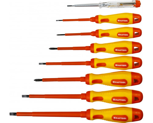 Набор высоковольтных отверток ″Х-Drive ELECTRO″, SL: 2,5, 4, 5,5, 6,5, PH: № 0, 1, 2, пробник, до 1000В, KRAFTOOL