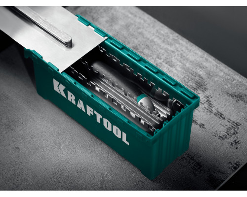 KRAFTOOL 280х115 мм (6шт) - 480х130 мм (6шт), набор нержавеющих гребенок со сменной 2к ручкой, в пластиковом кейсе (33268-H12)