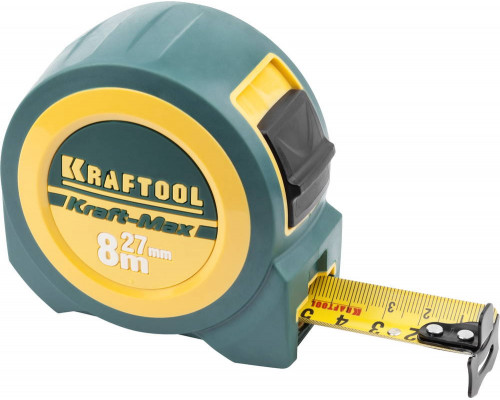 KRAFTOOL ″Kraft-Max″ 8м / 27мм мощная профессиональная рулетка со сверхшироким полотном