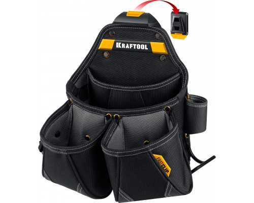 KRAFTOOL KP-15 с быстросъёмным креплением FastClip, 15 карманов и петель, 350 х 320 мм, поясная сумка (38771)