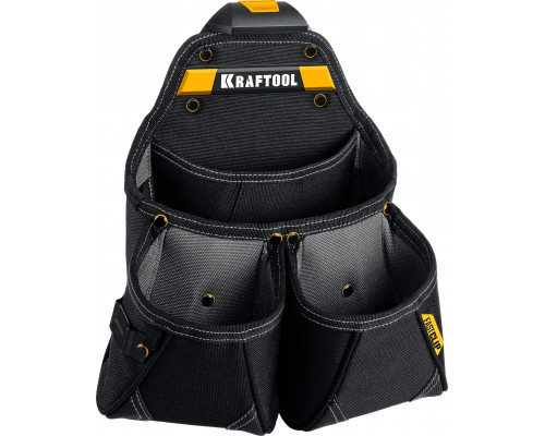 KRAFTOOL KP-15 с быстросъёмным креплением FastClip, 15 карманов и петель, 350 х 320 мм, поясная сумка (38771)