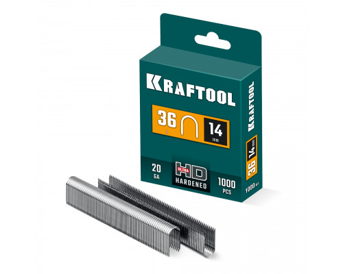 KRAFTOOL тип 36 (L) 14 мм, 1000 мм, калибр 20GA, скобы кабельные для степлера (31636-14)