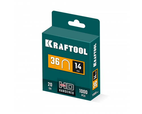 KRAFTOOL тип 36 (L) 14 мм, 1000 мм, калибр 20GA, скобы кабельные для степлера (31636-14)