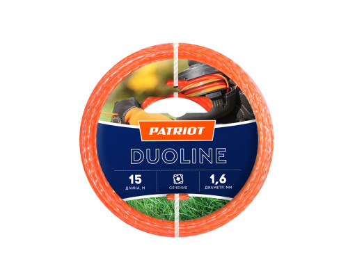 Леска Duoline D 1,6 мм L 15 м (скрученный квадрат, двухцветная)
