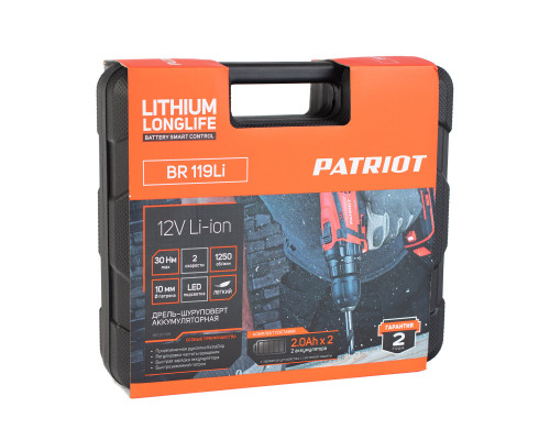 Дрель-шуруповерт аккумуляторная Patriot BR 119 Li