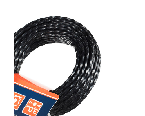 Леска D 3,0 мм L 12 м (скрученный квадрат, черная)