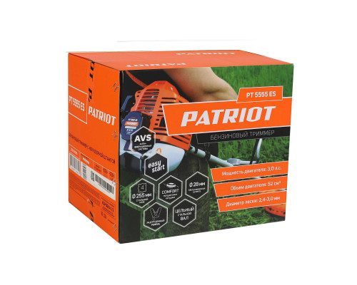 Триммер бензиновый Patriot PT 5555ES Country (неразборная штанга)