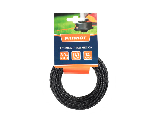 Леска D 3,0 мм L 12 м (скрученный квадрат, черная)