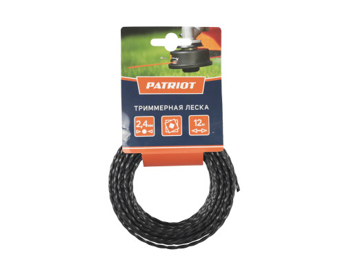 Леска D 2,4 мм L 12 м (скрученный квадрат, черная)