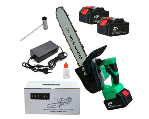 Пила цепная аккумуляторная ZITREK GreenSaw 20 PRO (20В, 4 Ач Li-ion аккум. 2шт, ЗУ) 082-1852