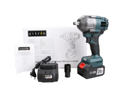 Гайковерт аккумуляторный бесщеточный Zitrek Crusher 20 PRO, 20В, 800 Нм, 1х4.0Ач 085-1019