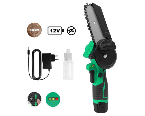 Пила цепная аккумуляторная Zitrek GreenSaw 12 (12В, 1,5Ач Li-ion аккум. 1шт, ЗУ) 082-1854