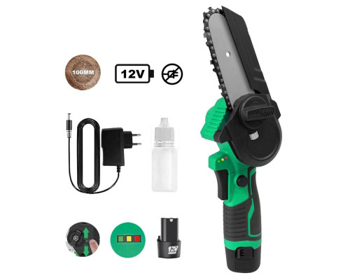 Пила цепная аккумуляторная Zitrek GreenSaw 12 (12В, 1,5Ач Li-ion аккум. 2шт, ЗУ) 082-1859