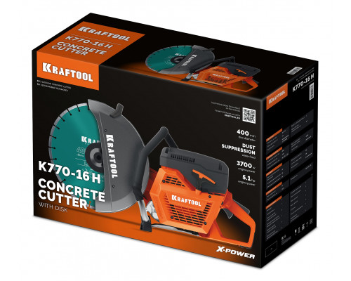 KRAFTOOL 3700 Вт, 400 мм, диск в комплекте, бензорез по бетону (бетонорез) (K770-16 H)