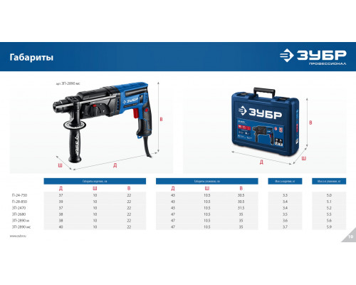 ЗУБР 26 мм, 850 Вт, перфоратор SDS Plus, Профессионал (ЗП-2680)