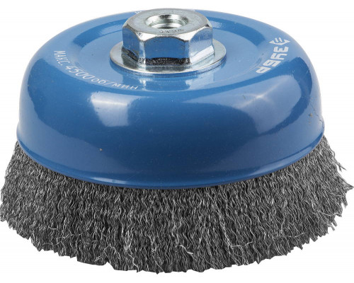 ЗУБР 150 мм, витая стальная латунированная проволока 0.3 мм, чашечная щетка-крацовка для УШМ (35261-150)