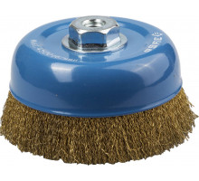 ЗУБР 150 мм, витая стальная латунированная проволока 0.3 мм, чашечная щетка-крацовка для УШМ (3526-150)