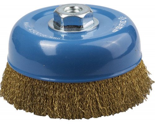 ЗУБР 150 мм, витая стальная латунированная проволока 0.3 мм, чашечная щетка-крацовка для УШМ (3526-150)