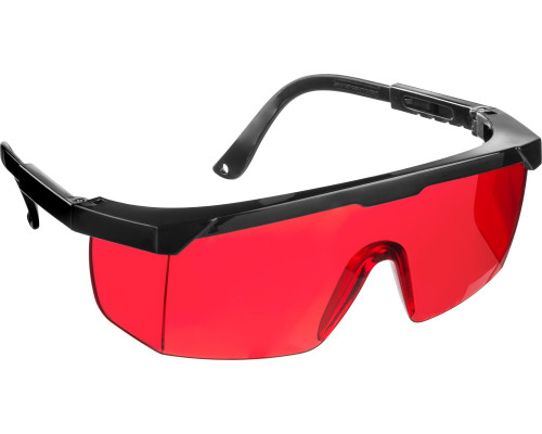 Защитные красные очки STAYER PRO-5 монолинза с дополнительной боковой защитой, открытого типа